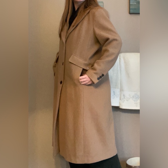 DKNY Camel Wool Blend Longline Coat Size XL - Picture 3 of 14